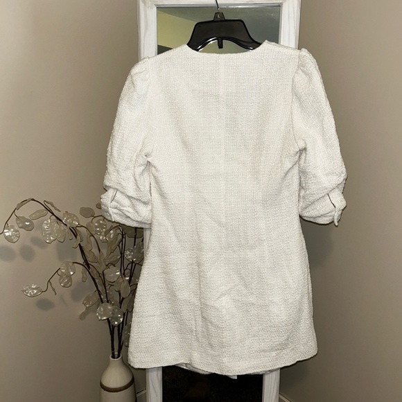 JustFab Elegant Cream Textured blazer Dress - Picture 2 of 3